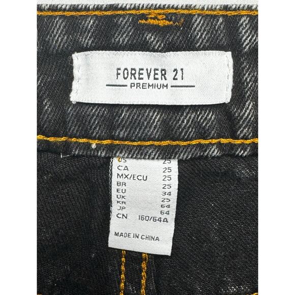Forever 21 Women's Cargo Carpenter Wide Leg Black Denim Jeans - Size 25 (26x30) - Picture 4 of 6